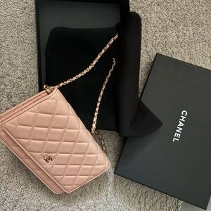 Chanel Light Pink Quilted Crossbody Bag WOC